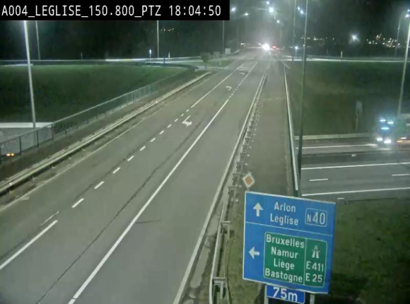 <h2>Webcam au-dessus de l'E411 sur la N40. Vue orientée vers Léglise en provenance de Neufchâteau</h2>