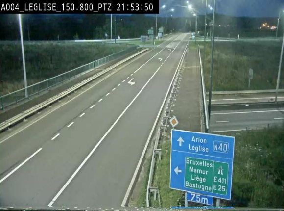 Webcam au-dessus de l'E411 sur la N40. Vue orientée vers Léglise en provenance de Neufchâteau