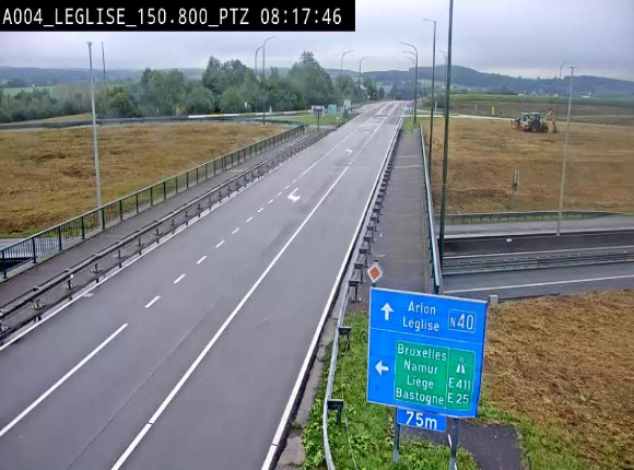 <h2>Webcam au-dessus de l'E411 sur la N40. Vue orientée vers Léglise en provenance de Neufchâteau</h2>