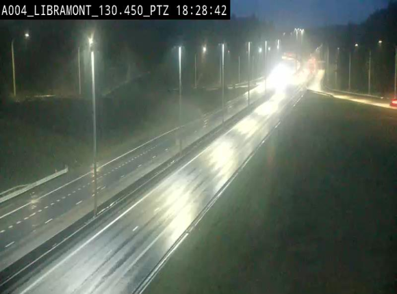 <h2>Webcam E411 à hauteur de la sortie 25 de Libramont menant vers Bouillon, Sedan et Reims via la N89. Vue orientée vers Bruxelles</h2>