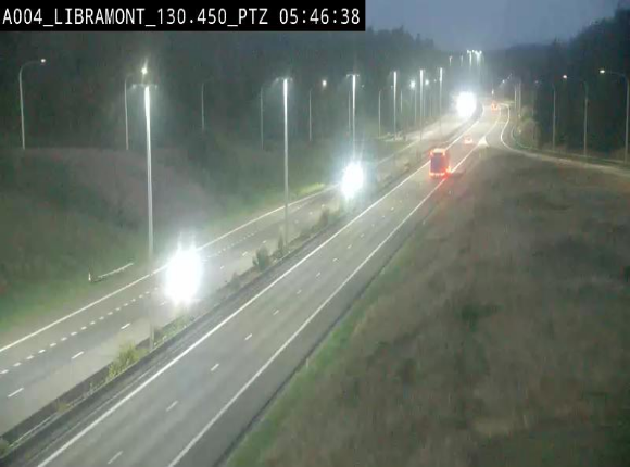 <h2>Webcam E411 à hauteur de la sortie 25 de Libramont menant vers Bouillon, Sedan et Reims via la N89. Vue orientée vers Bruxelles</h2>