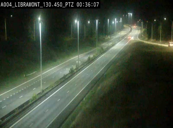 <h2>Webcam E411 à hauteur de la sortie 25 de Libramont menant vers Bouillon, Sedan et Reims via la N89. Vue orientée vers Bruxelles</h2>