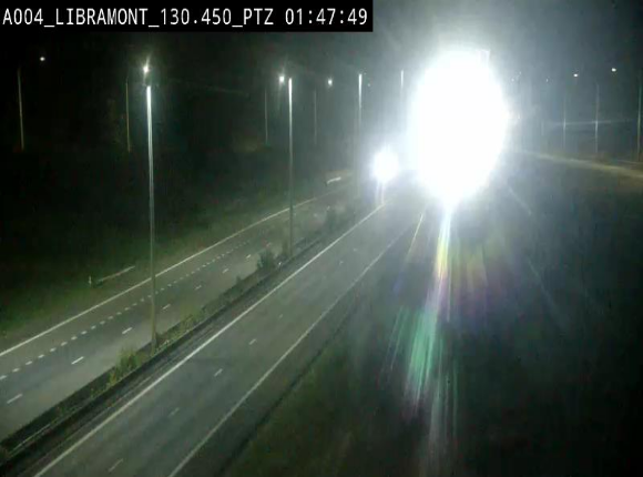 <h2>Webcam E411 à hauteur de la sortie 25 de Libramont menant vers Bouillon, Sedan et Reims via la N89. Vue orientée vers Bruxelles</h2>