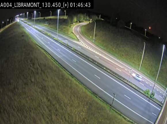 <h2>Webcam à Libramont sur l'E411 à la jonction avec la N89 menant vers Bouillon et la France. Vue orientée vers Arlon</h2>