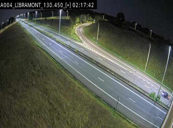 <h2>Webcam à Libramont sur l'E411 à la jonction avec la N89 menant vers Bouillon et la France. Vue orientée vers Arlon</h2>