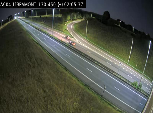 <h2>Webcam à Libramont sur l'E411 à la jonction avec la N89 menant vers Bouillon et la France. Vue orientée vers Arlon</h2>