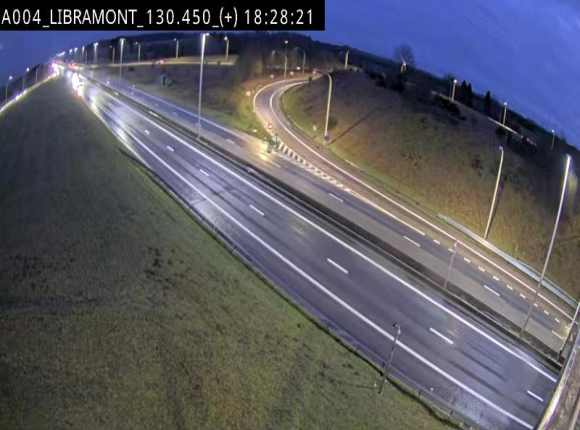 <h2>Webcam à Libramont sur l'E411 à la jonction avec la N89 menant vers Bouillon et la France. Vue orientée vers Arlon</h2>