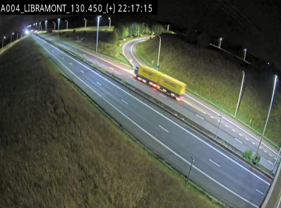 <h2>Webcam à Libramont sur l'E411 à la jonction avec la N89 menant vers Bouillon et la France. Vue orientée vers Arlon</h2>