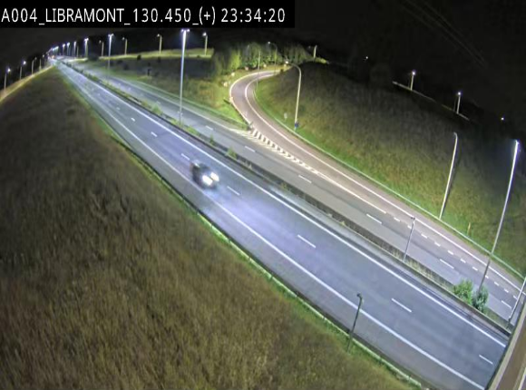 <h2>Webcam à Libramont sur l'E411 à la jonction avec la N89 menant vers Bouillon et la France. Vue orientée vers Arlon</h2>