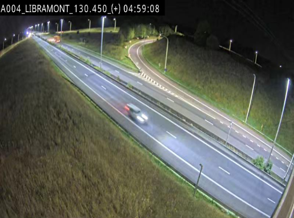 <h2>Webcam à Libramont sur l'E411 à la jonction avec la N89 menant vers Bouillon et la France. Vue orientée vers Arlon</h2>
