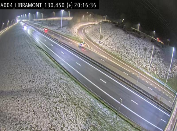 Webcam à Libramont sur l'E411 à la jonction avec la N89 menant vers Bouillon et la France. Vue orientée vers Arlon