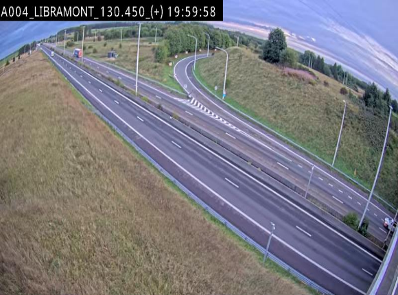 <h2>Webcam à Libramont sur l'E411 à la jonction avec la N89 menant vers Bouillon et la France. Vue orientée vers Arlon</h2>
