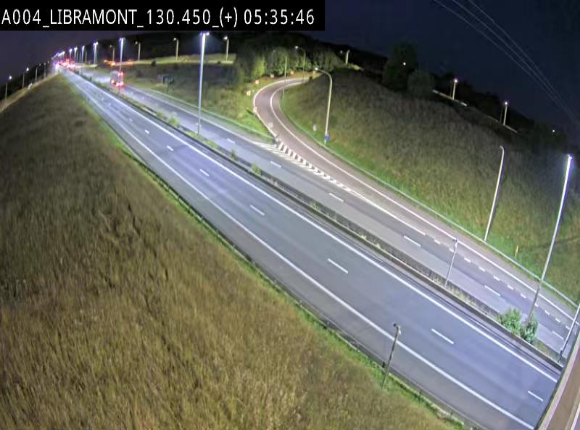 <h2>Webcam à Libramont sur l'E411 à la jonction avec la N89 menant vers Bouillon et la France. Vue orientée vers Arlon</h2>