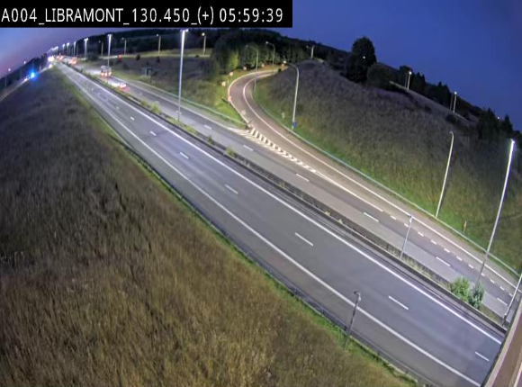 <h2>Webcam à Libramont sur l'E411 à la jonction avec la N89 menant vers Bouillon et la France. Vue orientée vers Arlon</h2>