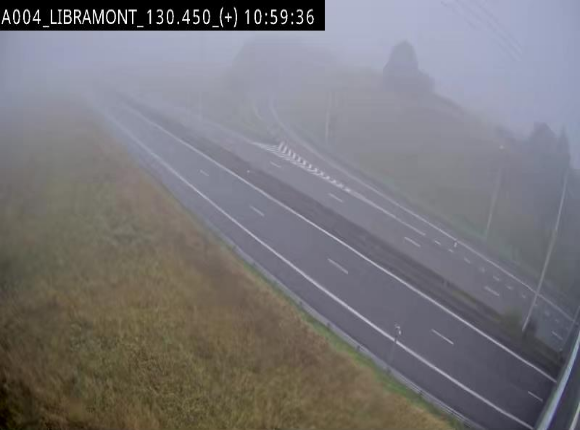 <h2>Webcam à Libramont sur l'E411 à la jonction avec la N89 menant vers Bouillon et la France. Vue orientée vers Arlon</h2>