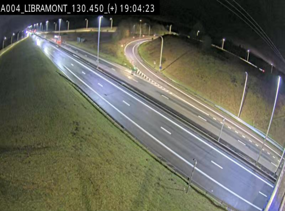 <h2>Webcam à Libramont sur l'E411 à la jonction avec la N89 menant vers Bouillon et la France. Vue orientée vers Arlon</h2>