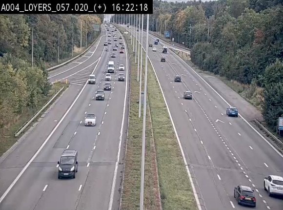 Webcam dans la montée de Loyers sur l'E411, après le viaduc de Beez en venant de Namur et en direction du Luxembourg