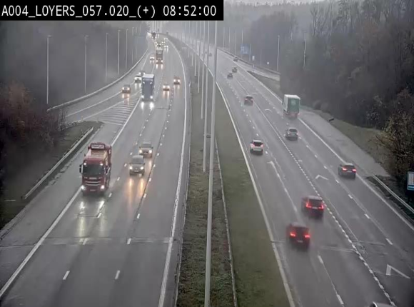 Webcam dans la montée de Loyers sur l'E411, après le viaduc de Beez en venant de Namur et en direction du Luxembourg