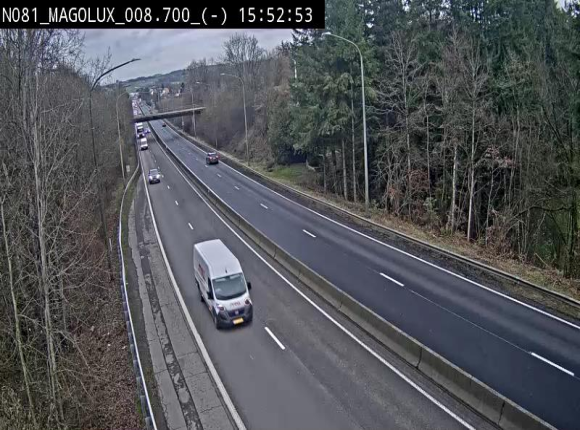 <h2>Webcam sur la N81 (E411) à hauteur de la jonction avec la N883. Vue orientée vers Arlon</h2>