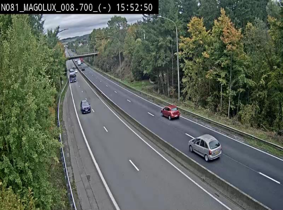 <h2>Webcam sur la N81 (E411) à hauteur de la jonction avec la N883. Vue orientée vers Arlon</h2>