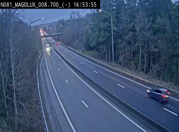 <h2>Webcam sur la N81 (E411) à hauteur de la jonction avec la N883. Vue orientée vers Arlon</h2>