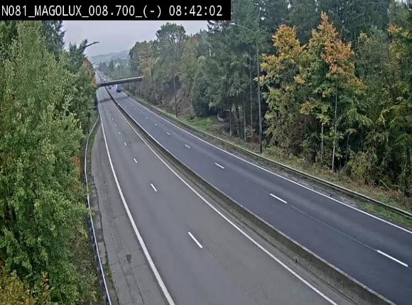 <h2>Webcam sur la N81 (E411) à hauteur de la jonction avec la N883. Vue orientée vers Arlon</h2>