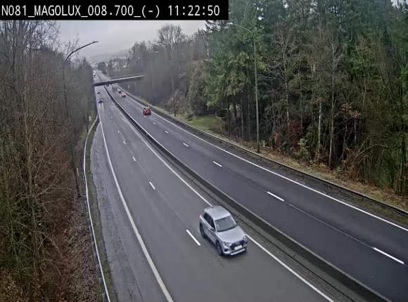 <h2>Webcam sur la N81 (E411) à hauteur de la jonction avec la N883. Vue orientée vers Arlon</h2>