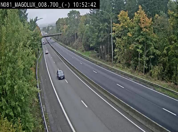 <h2>Webcam sur la N81 (E411) à hauteur de la jonction avec la N883. Vue orientée vers Arlon</h2>