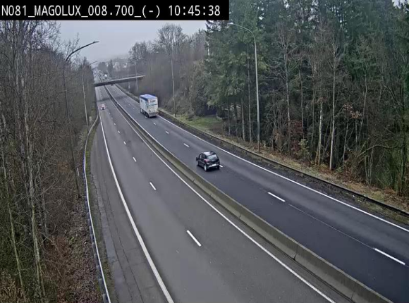 <h2>Webcam sur la N81 (E411) à hauteur de la jonction avec la N883. Vue orientée vers Arlon</h2>