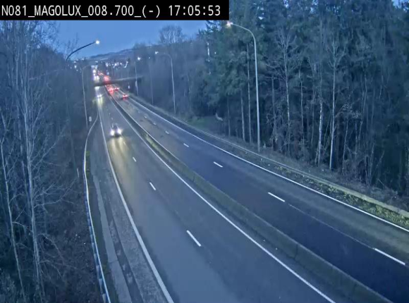 <h2>Webcam sur la N81 (E411) à hauteur de la jonction avec la N883. Vue orientée vers Arlon</h2>