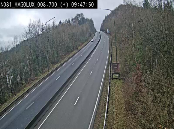 <h2>Webcam sur la N81 (E411) à hauteur de la jonction avec la N883. Vue orientée vers Longwy</h2>