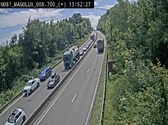 <h2>Webcam sur la N81 (E411) à hauteur de la jonction avec la N883. Vue orientée vers Longwy</h2>