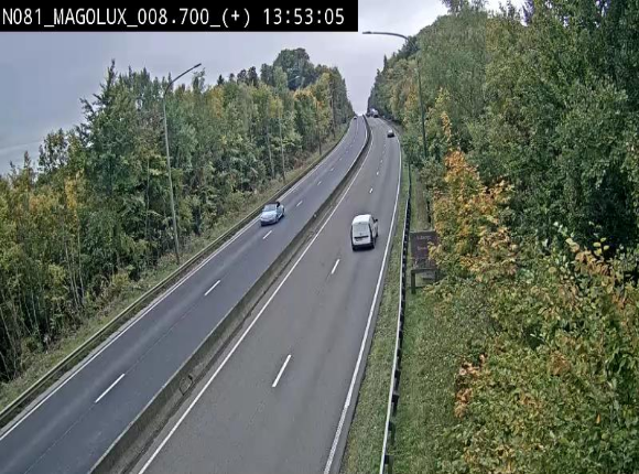 <h2>Webcam sur la N81 (E411) à hauteur de la jonction avec la N883. Vue orientée vers Longwy</h2>