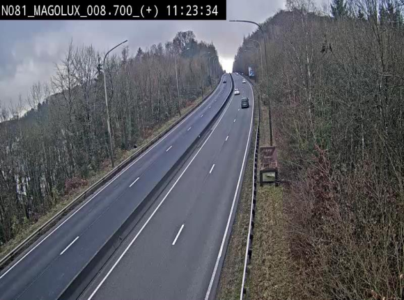 <h2>Webcam sur la N81 (E411) à hauteur de la jonction avec la N883. Vue orientée vers Longwy</h2>