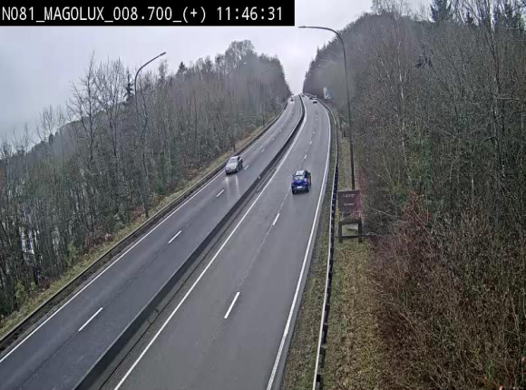 <h2>Webcam sur la N81 (E411) à hauteur de la jonction avec la N883. Vue orientée vers Longwy</h2>
