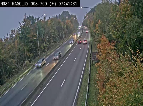 Webcam sur la N81 (E411) à hauteur de la jonction avec la N883. Vue orientée vers Longwy