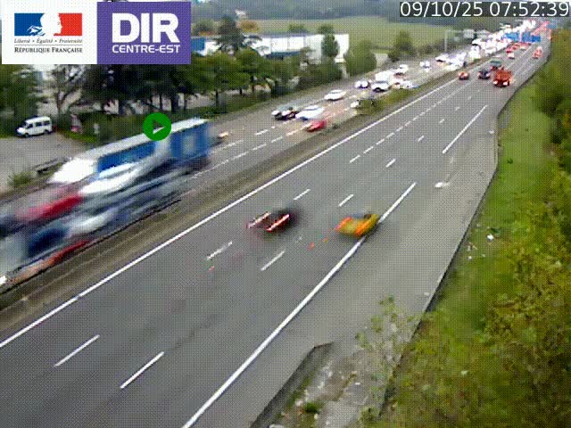 Caméra de circulation à Saint-Priest à la jonction entre l'A43 et l'A46 en direction de Marseille