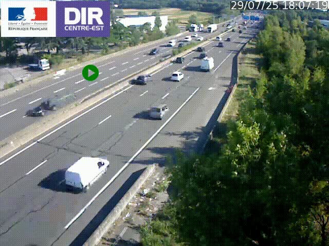 <h2>Caméra de circulation à Saint-Priest à la jonction entre l'A43 et l'A46 en direction de Marseille</h2>