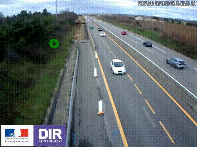 <h2>Webcam sur le contournement de Valence, sur la Nationale 7, à la jonction avec la N532, caméra orientée vers Grenoble</h2>