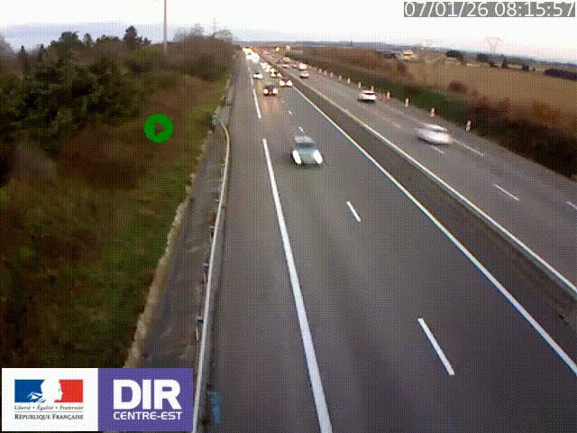 Webcam sur le contournement de Valence, sur la Nationale 7, à la jonction avec la N532, caméra orientée vers Grenoble