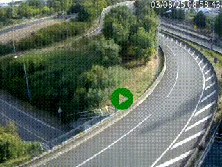 Caméra autoroute à la jonction entre l'A7 et la D301 (Boulevard urbain Sud de Lyon) à Feyzin, au sud de Lyon. Vue orientée vers Mions