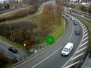 <h2>Caméra autoroute à la jonction entre l'A7 et la D301 (Boulevard urbain Sud de Lyon) à Feyzin, au sud de Lyon. Vue orientée vers Mions</h2>