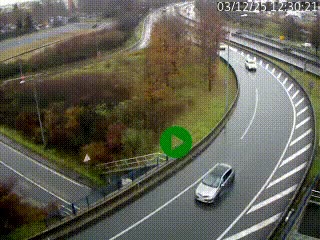 Caméra autoroute à la jonction entre l'A7 et la D301 (Boulevard urbain Sud de Lyon) à Feyzin, au sud de Lyon. Vue orientée vers Mions
