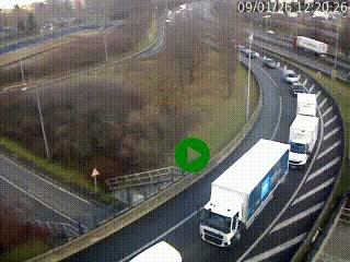 <h2>Caméra autoroute à la jonction entre l'A7 et la D301 (Boulevard urbain Sud de Lyon) à Feyzin, au sud de Lyon. Vue orientée vers Mions</h2>