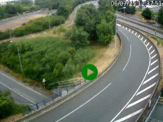 Caméra autoroute à la jonction entre l'A7 et la D301 (Boulevard urbain Sud de Lyon) à Feyzin, au sud de Lyon. Vue orientée vers Mions