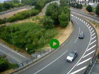 Caméra autoroute à la jonction entre l'A7 et la D301 (Boulevard urbain Sud de Lyon) à Feyzin, au sud de Lyon. Vue orientée vers Mions