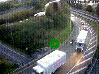 <h2>Caméra autoroute à la jonction entre l'A7 et la D301 (Boulevard urbain Sud de Lyon) à Feyzin, au sud de Lyon. Vue orientée vers Mions</h2>