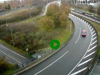 <h2>Caméra autoroute à la jonction entre l'A7 et la D301 (Boulevard urbain Sud de Lyon) à Feyzin, au sud de Lyon. Vue orientée vers Mions</h2>