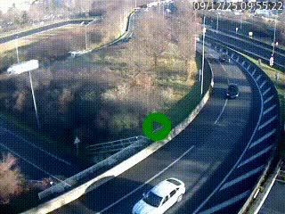 <h2>Caméra autoroute à la jonction entre l'A7 et la D301 (Boulevard urbain Sud de Lyon) à Feyzin, au sud de Lyon. Vue orientée vers Mions</h2>