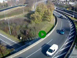 Caméra autoroute à la jonction entre l'A7 et la D301 (Boulevard urbain Sud de Lyon) à Feyzin, au sud de Lyon. Vue orientée vers Mions